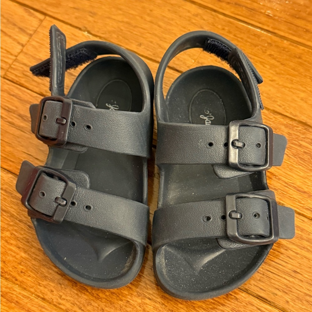Navy Adjustable Strap Sandals with Contoured Footbed